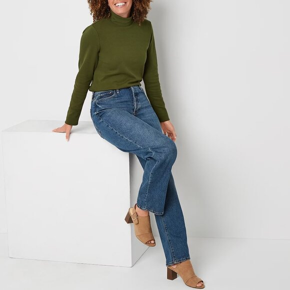 New! A.N.A Highest Rise Dad Jeans Straight Leg Stretch Denim Blue Jeans - Picture 3 of 4